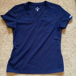 Med Couture Touch Women’s Navy Blue Size Medium Scrub Top with Badge Loop